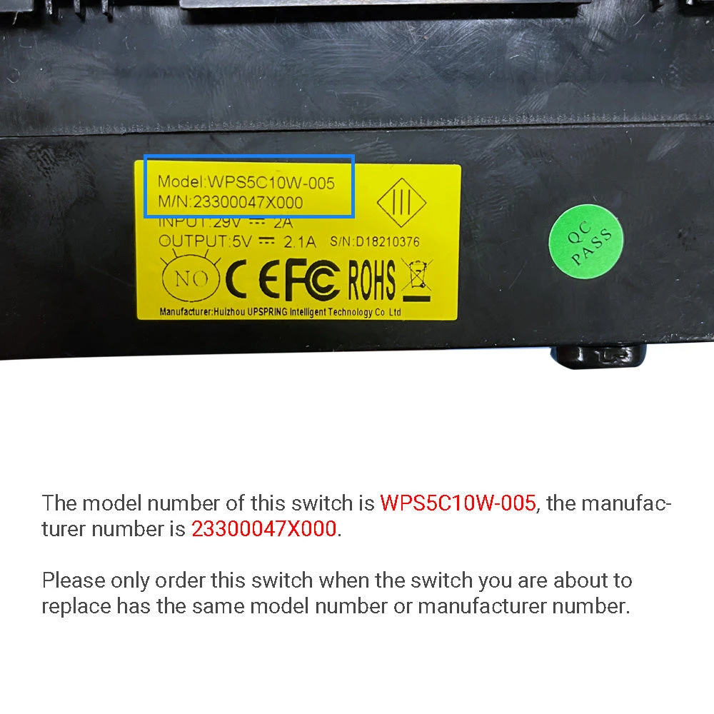 WPS5C10W-005 23300047X000 5 Button Switch for Recliner Lift Chair