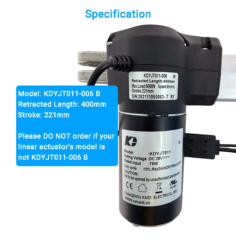 KDYJT011-006 B Kaidi Linear Actuator for Power Recliner Lift Chair