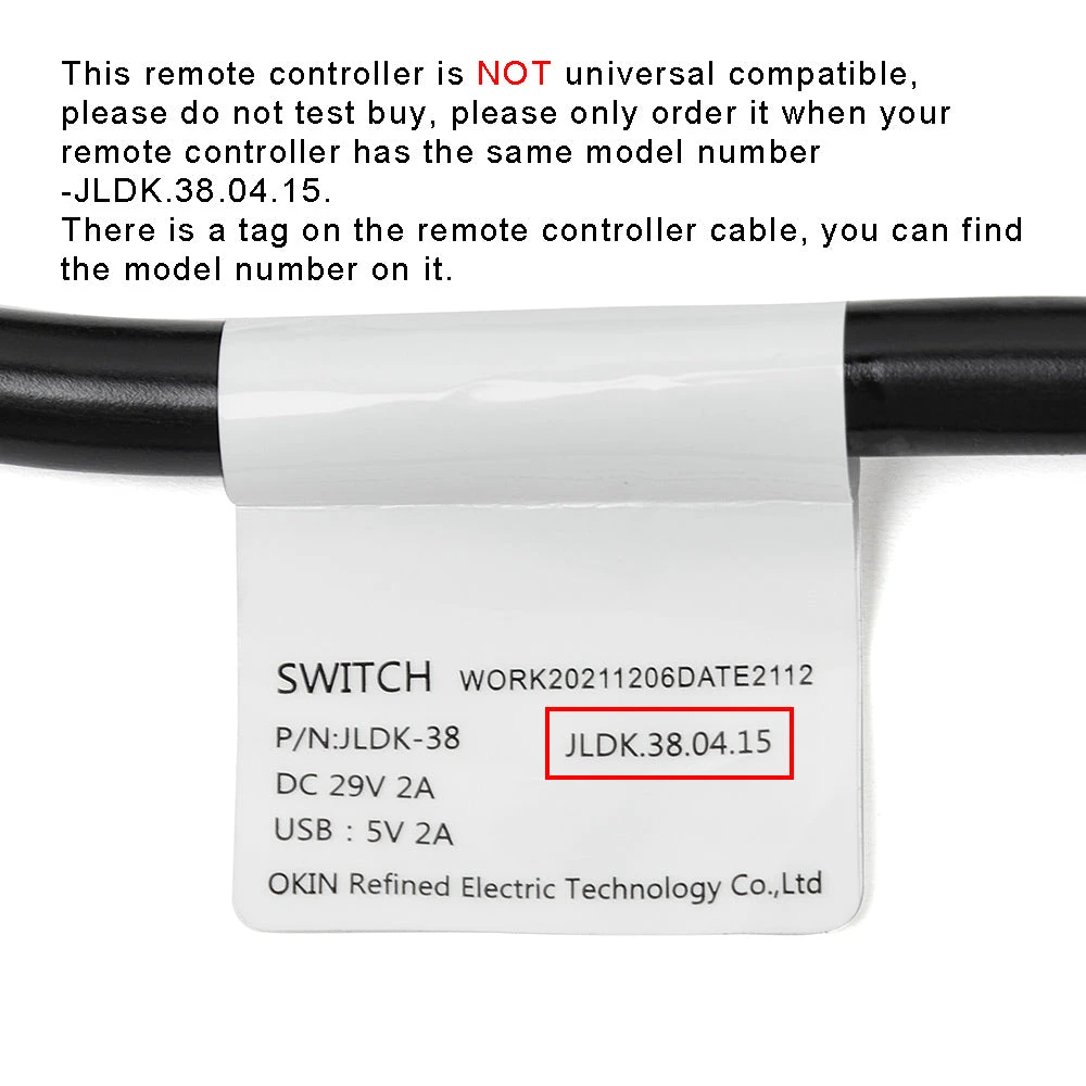 OKIN JLDK.38.04.15 7 Button 7 Pin Remote Controller for Recliner With USB