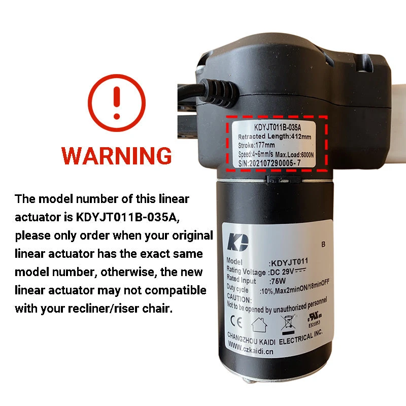 KDYJT011B-035A Kaidi Linear Actuator Motor for GFA Riser Recliner