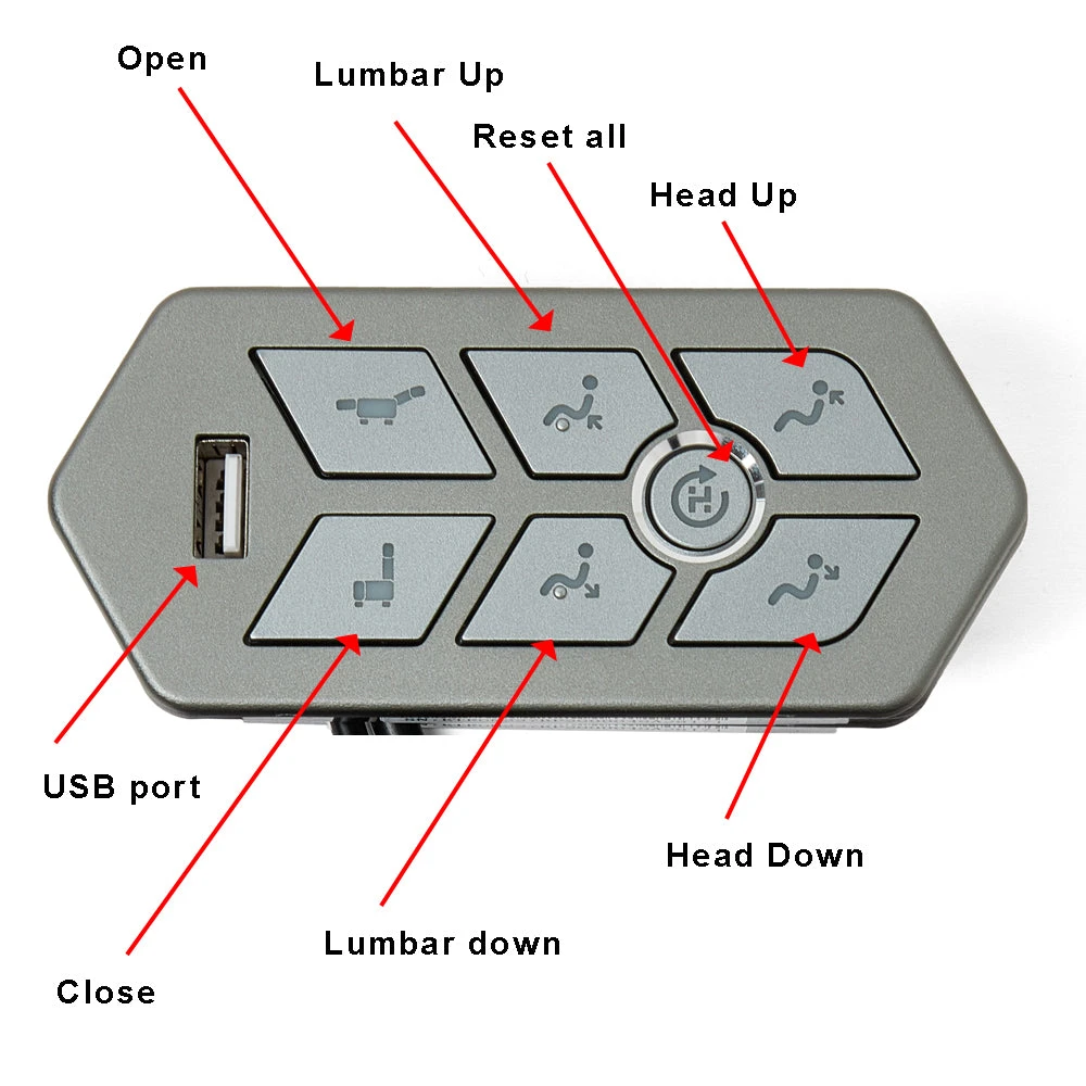 eMoMo TRG/TRGN Recliner Switch 7 Buttons With USB