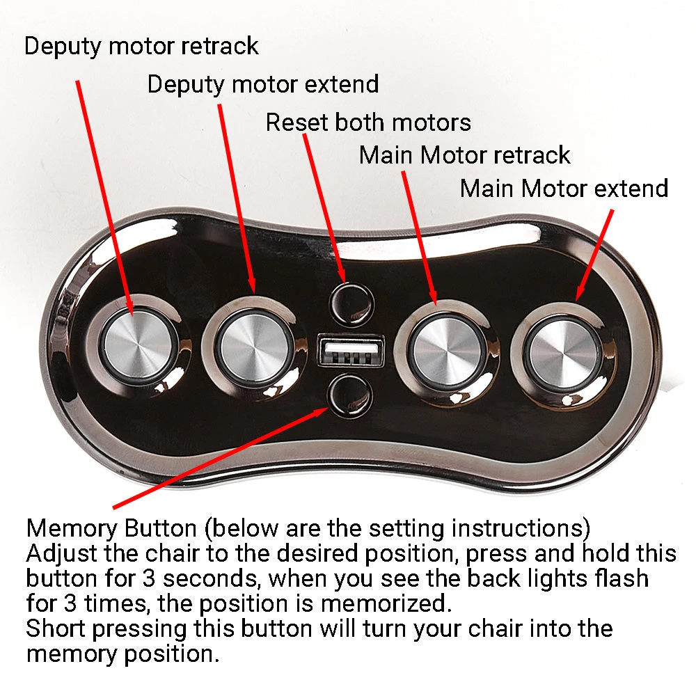 OKIN JLDK.60.06.02 Switch for Recliner Lift Chair 6 Button with USB