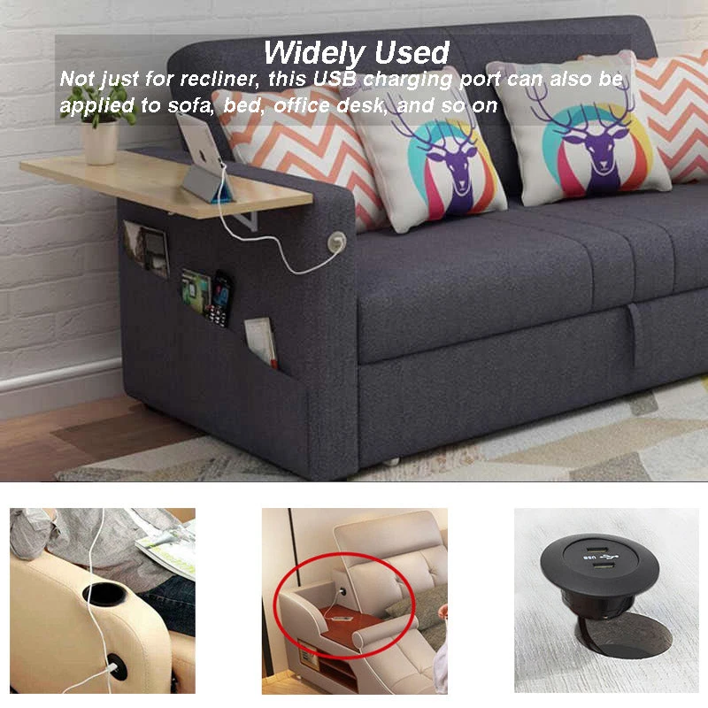 DIY Mounted furniture USB charging port 5V 2A dual USB with power adapter