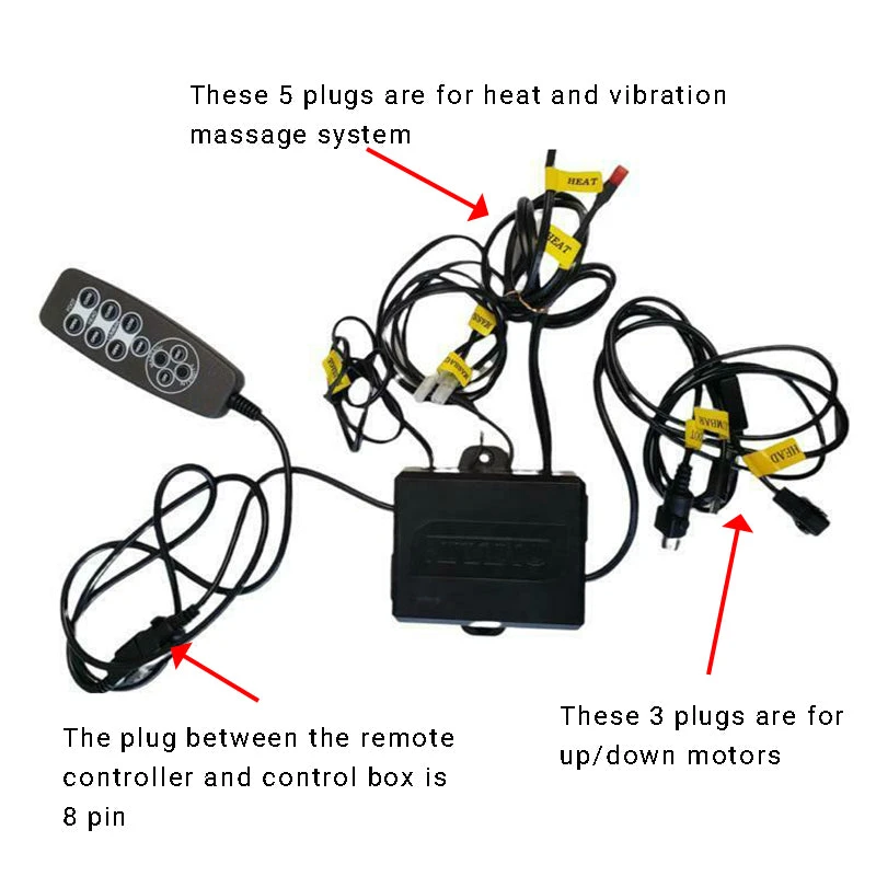 MLSK91-A1 Remote Controller for Recliner Chairs 11 Buttons 8 pin plug W/USB & Control Box