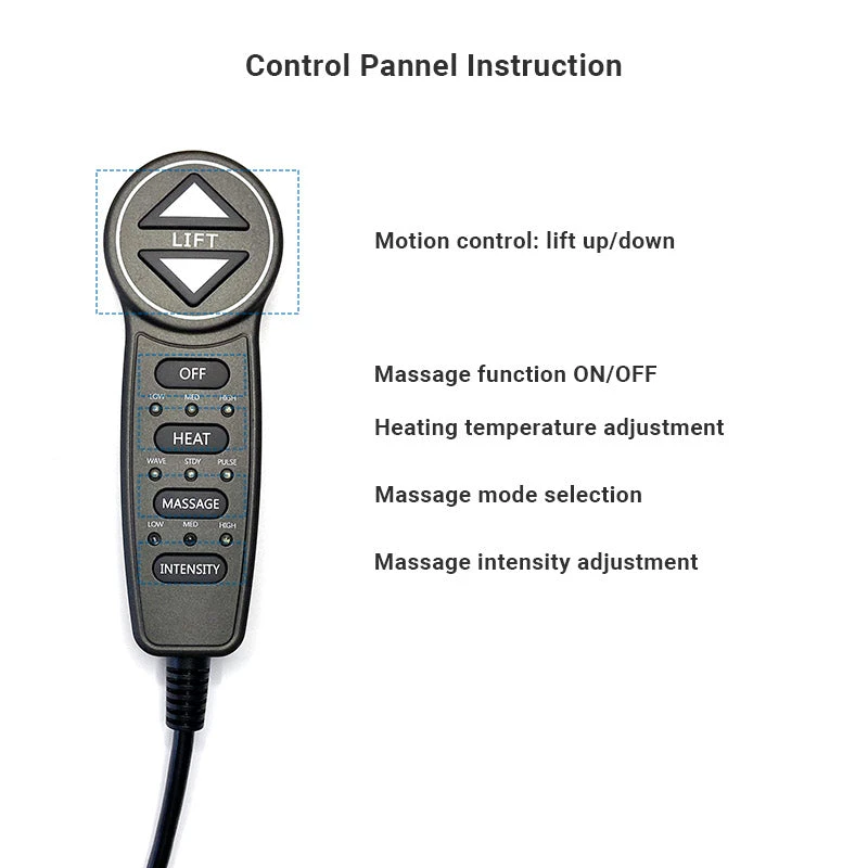 MLSK55-A1 Remote Controller & Junction Box Power Recliner 6 Button 8 Pin