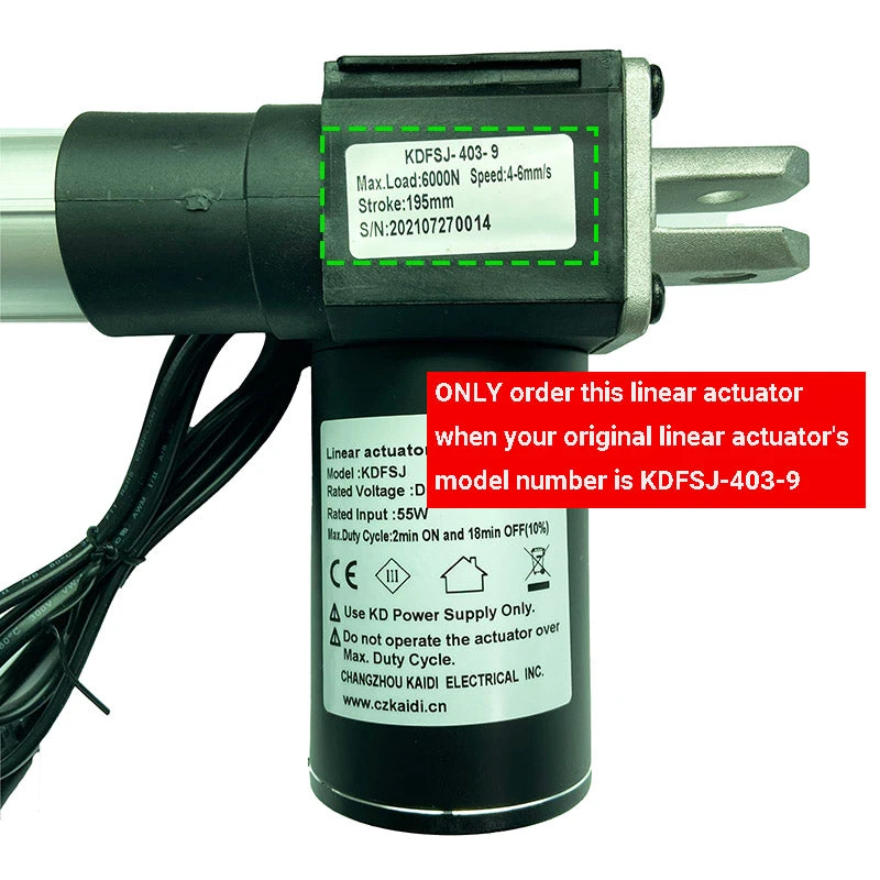 KDFSJ-403-9 Kaidi Linear Actuator for Power Recliner Lift Chair