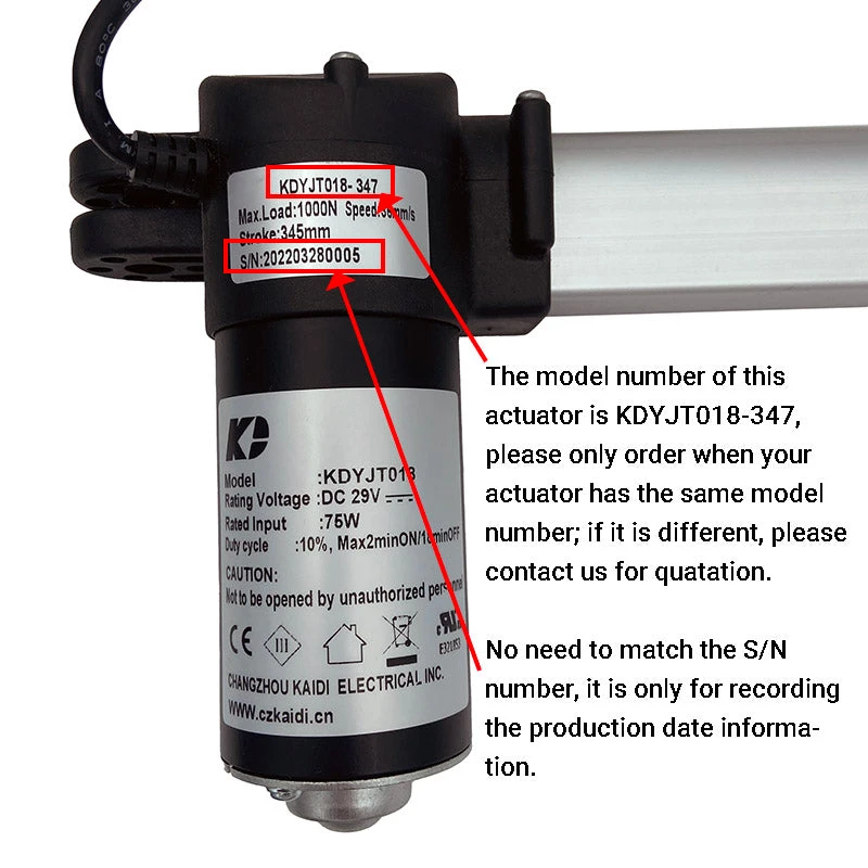 Kaidi KDYJT018-347 Linear Actuator Motor Assembly