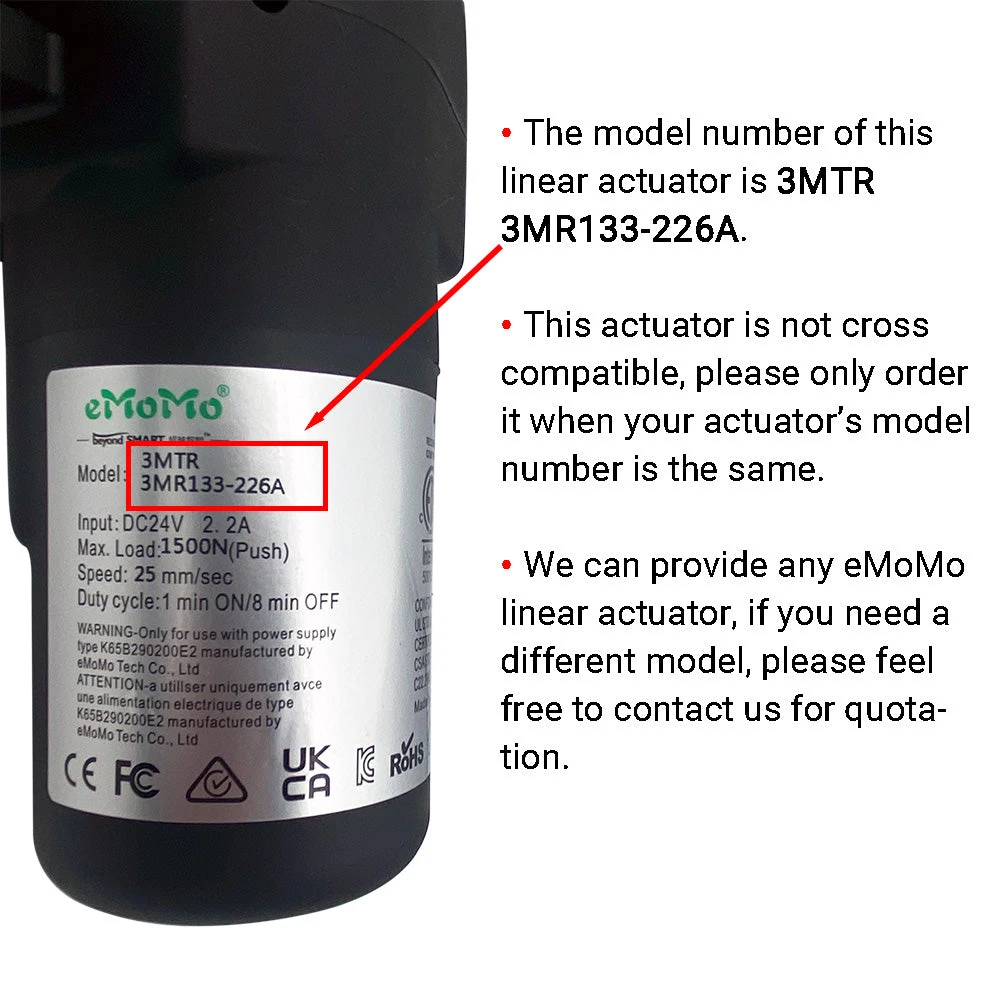 eMoMo 3MTR 3MR133-226A Linear Actuator for Power Recliner Lift Chair
