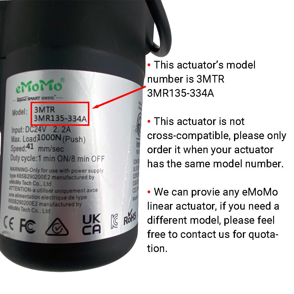 eMoMo 3MTR 3MR135-334A Linear Actuator for Power Recliner Lift Chair