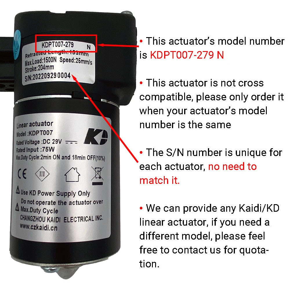 Kaidi KDPT007-279 N Linear Actuator Motor for Recliner