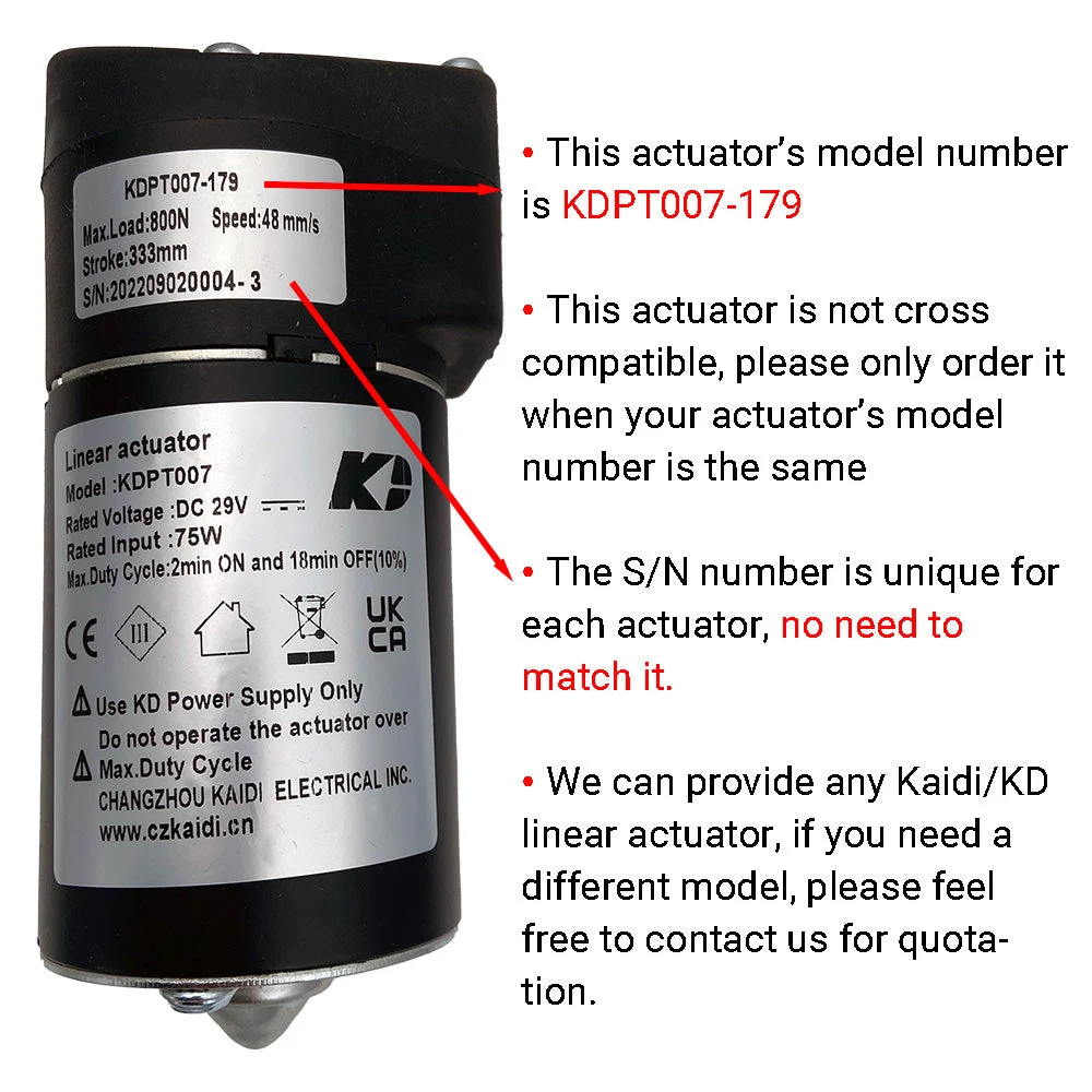 Kaidi KDPT007-179 Linear Actuator Motor for Recliner