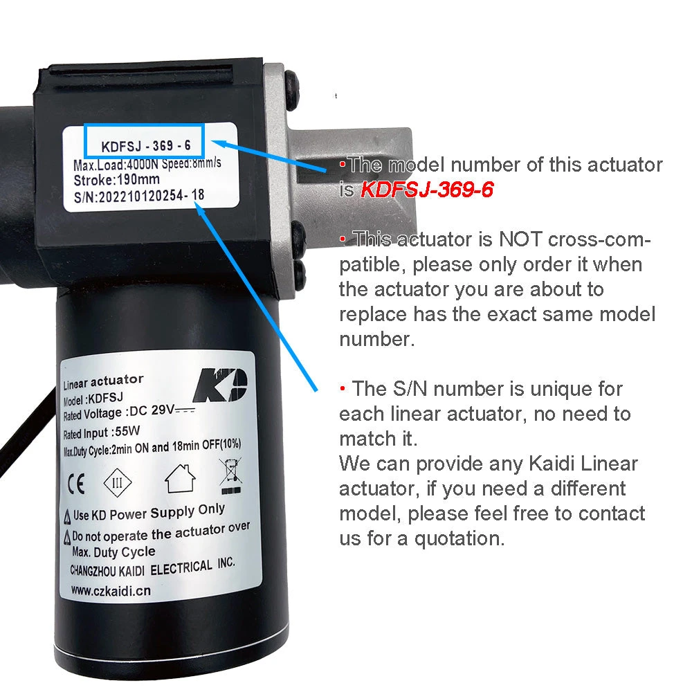 Kaidi KDFSJ-369-6 Linear Actuator Motor for Recliner
