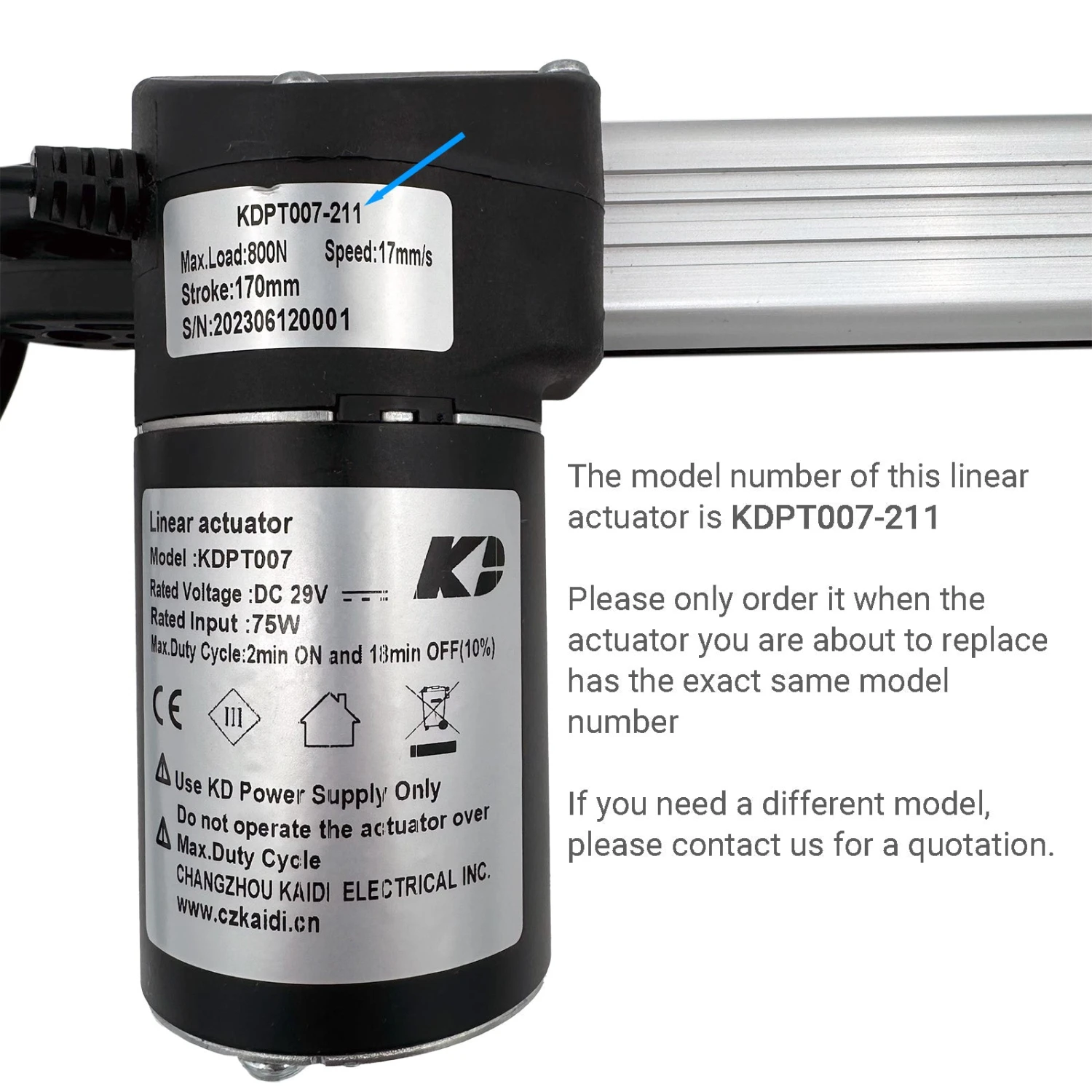 Kaidi KDPT007-211 Linear Actuator Assembly